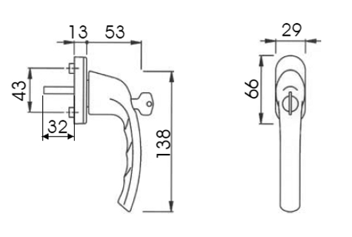 Cremone / Puxador DK - Drey keep - Com chave - ALUM�NIO